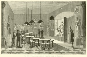 The Drawing School at the Munich Exhibition, Lit by Electricity by French School